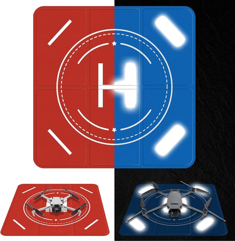 FPVtosky Nighttime Reflective Drone Landing Pad, Fast-fold Double Sided Waterproof Landig Pad Weighted for DJI Mini 5 Pro/ 4/3 Pro/Mini 4k / Mavic 4 / Air 3s/ Avata 2/ Neo/Flip(25 in) - Image 1